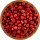 Ansicht von Gewürz, Pfefferkörner rosa Beeren in einer Holzschale